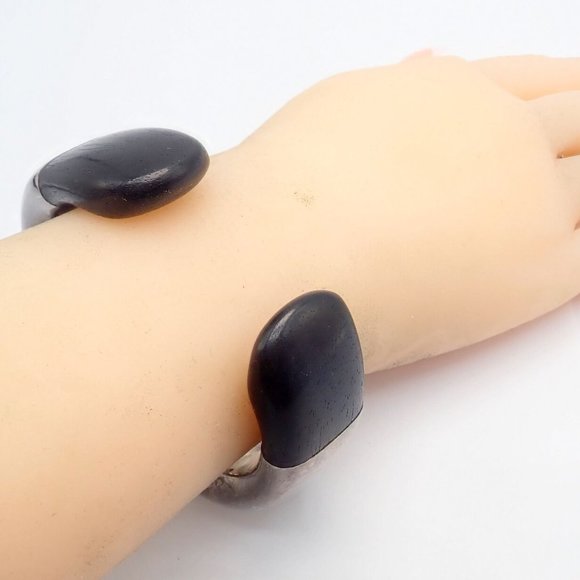 Vintage Tiffany & Co Sterling Silver Andreas Mikkelson Ebony Wood Cuff Bracelet - Picture 6 of 8